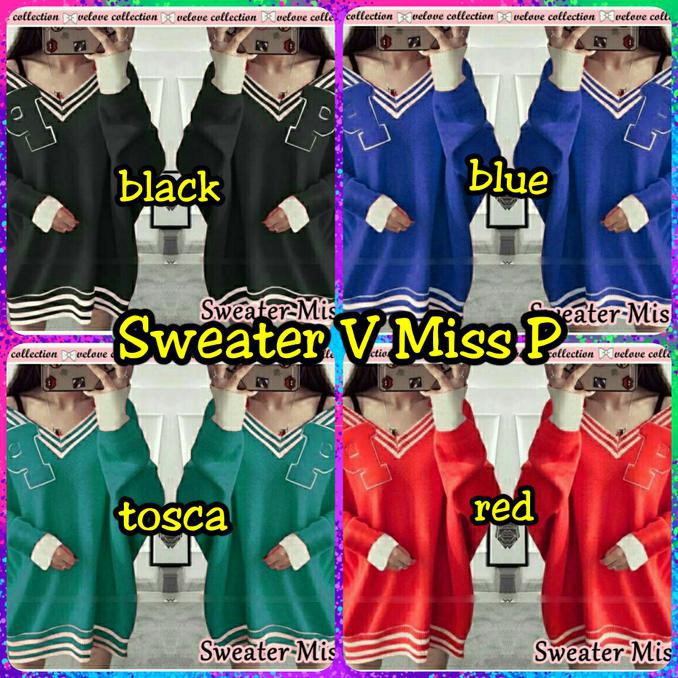 Sweater V Miss P - Hitam