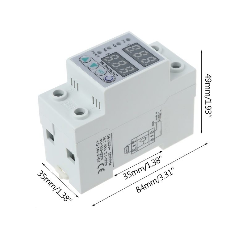 Btsg Professional 63A Din Rail Adjustable Over Voltage &amp; Under Voltage Protective Device Bahan ABS Digunakan Untuk Industria