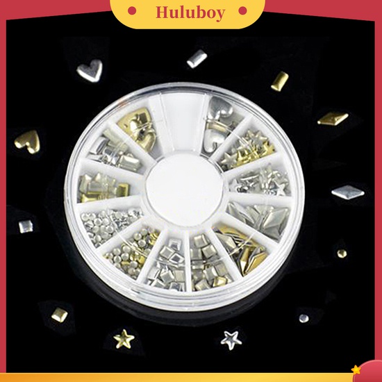 Huluboy Huluboy♡ 120pcs Stiker Stud Metalik Warna Emas / Silver Untuk Dekorasi Kuku