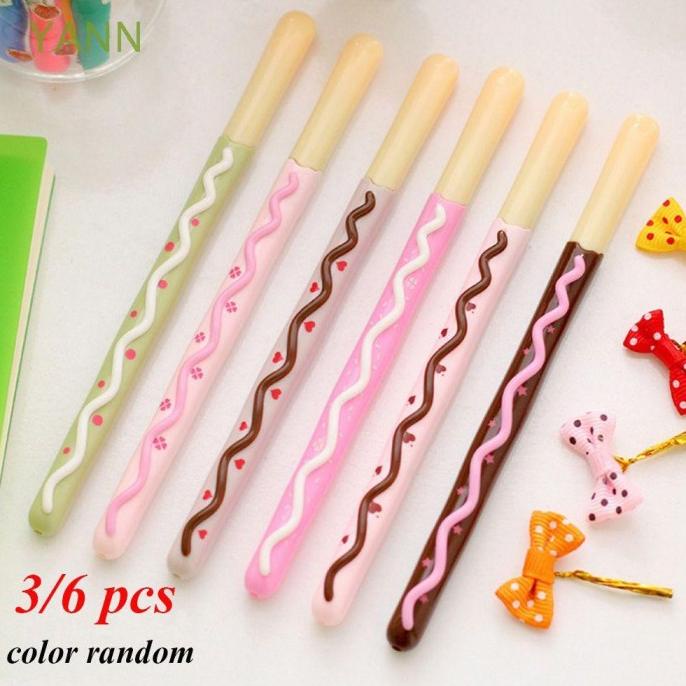 

3 / 6Pcs Pen Gel Plastik Warna Acak untuk Alat Tulis Sekolah