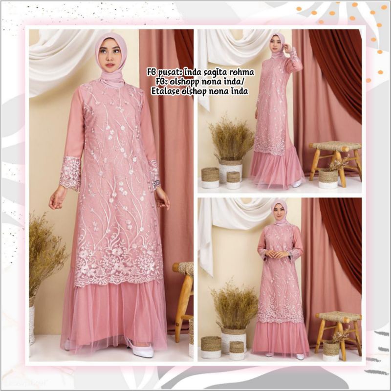 gamis brokat tile gamis pesta lamaran tunangan brukat