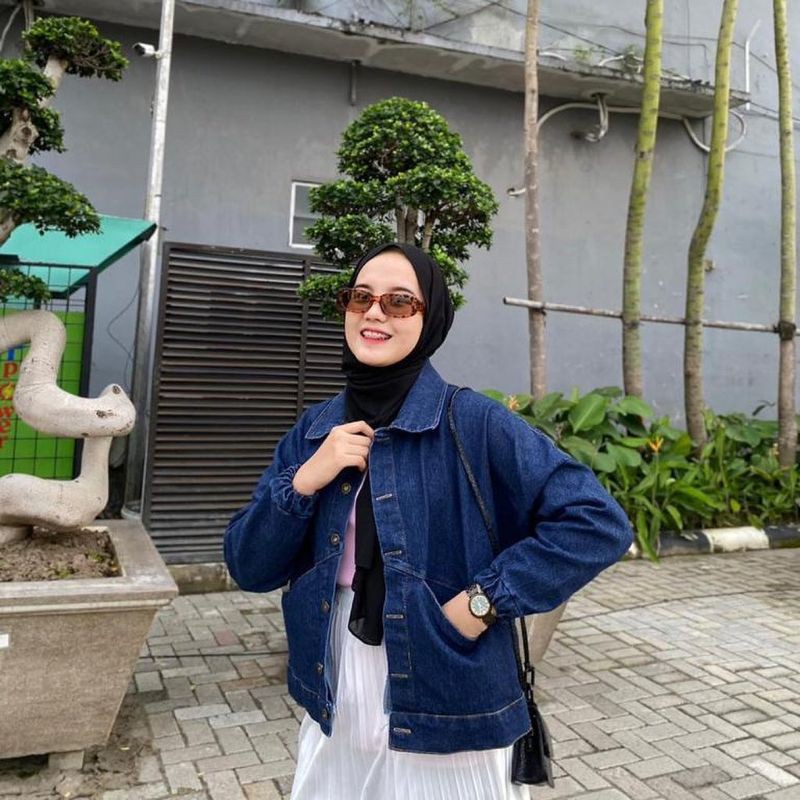 Vintage Jaket Jeans Premium Wanita Oversize