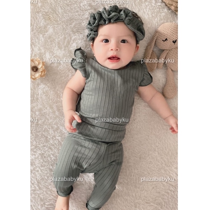 Plazababyku MX ONESIE setelan bayi motif bunga yang lucu free headband scrunchie