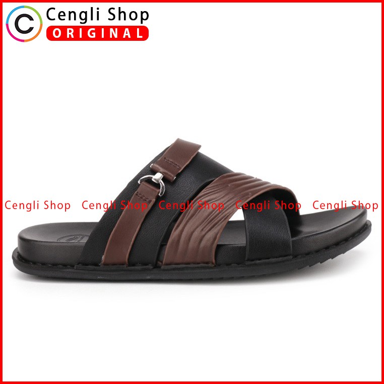 PLAYBOY SANDAL KULIT CASUAL PRIA ORIGINAL TERBARU BRANDED  PLE6 HITAM