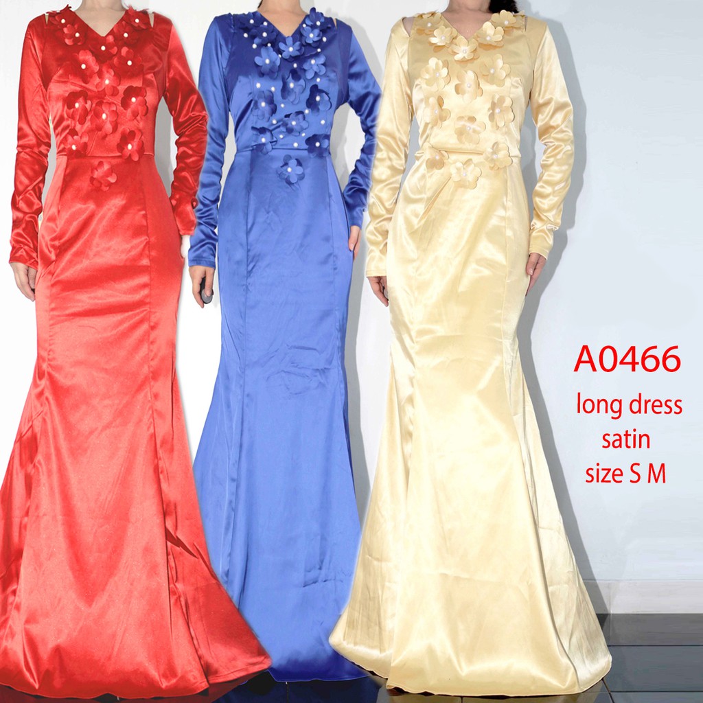 LongDress satin lengan panjang  3warna KA0466