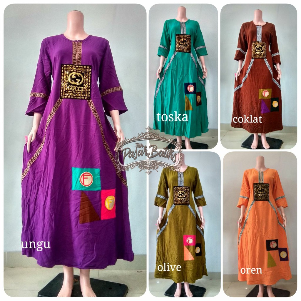 SEKDRESS GAMIS POLOS KOMBINASI GUCCI FENDI BUSUI
