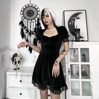 Casual Lace Edge Vintage Classic Black Dress 8623 (S/M/L)