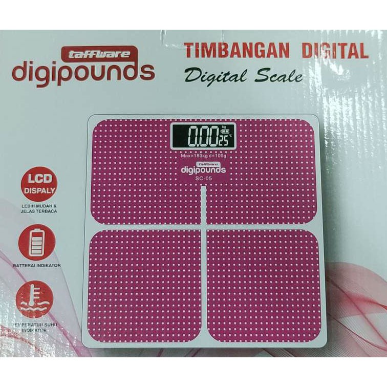 Taffware Timbangan Badan Digital Elektronik Kaca 180KG (SC-05) - Pink &amp; Black