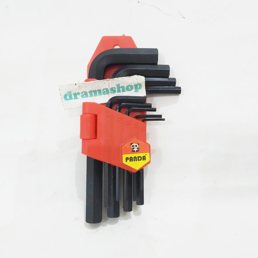 Kunci L hexa hexagon Hex Key pendek set 9pcs hitam dramashop