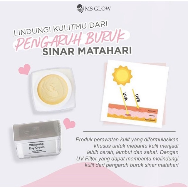 Day Cream MS Glow Whitening Cream - Krim Siang Pelembab Wajah - Cream Pelembab Wajah untuk Semua Jenis Kulit