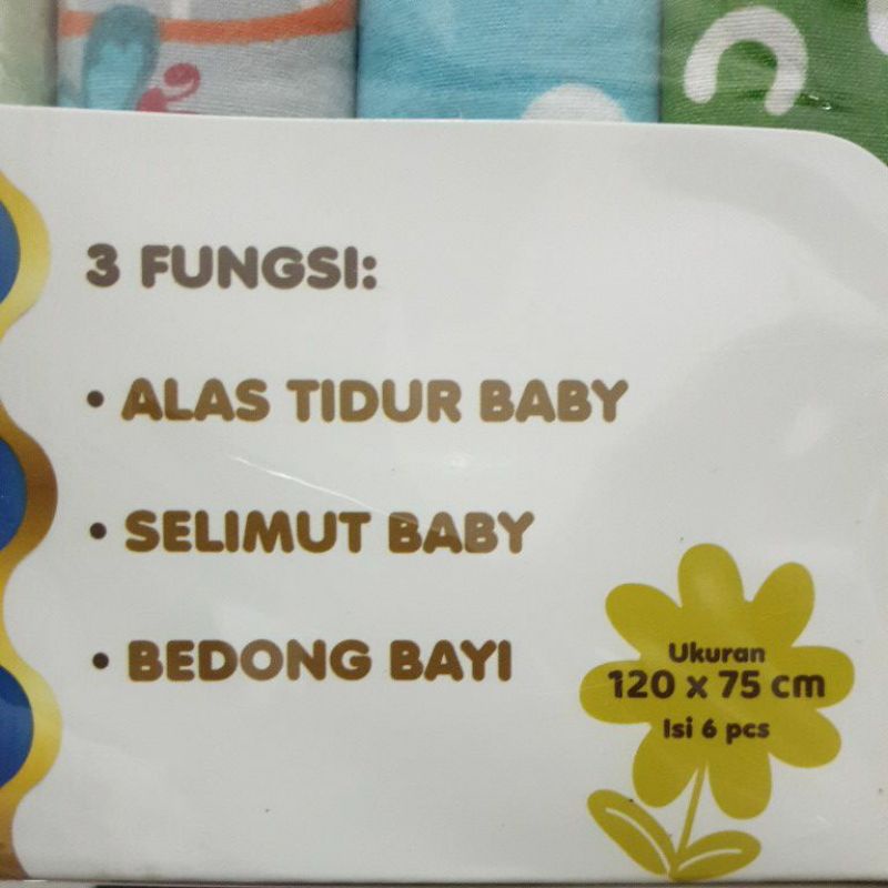 6 Pcs (1/2 Lusin) Bedong Bayi Flower Jumbo Cocobear 120x90cm | 125x75cm Planel Baby SNI Quality Export Flower Premium