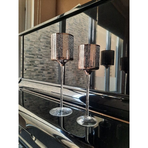 2 candle holder tempat lilin gelas kaca hiasan VIVERE collection