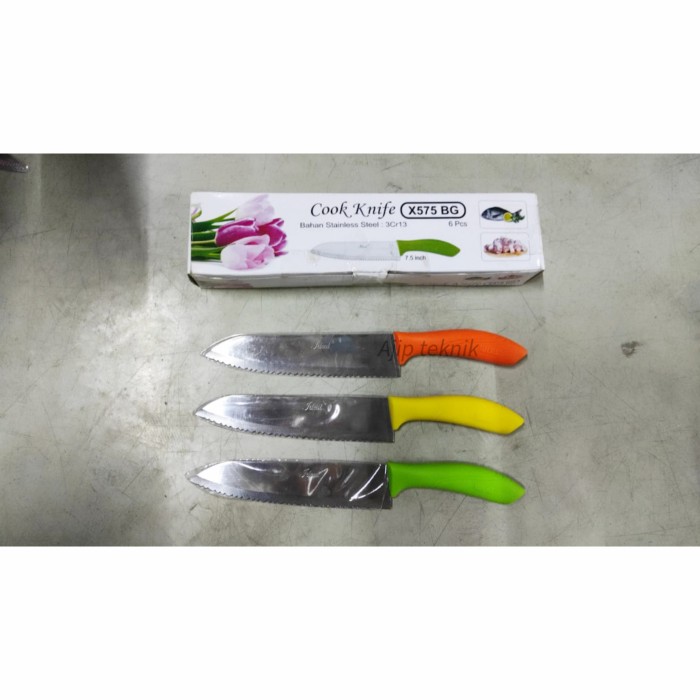 Pisau dapur stainless ideal X575B gerigi pisau ikan pisau roti