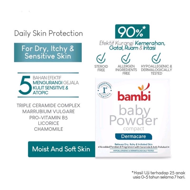 Bambi Powder Compact 40gr / Bambi Baby Powder Compact Refill 40gr / Compact Powder Dermecare