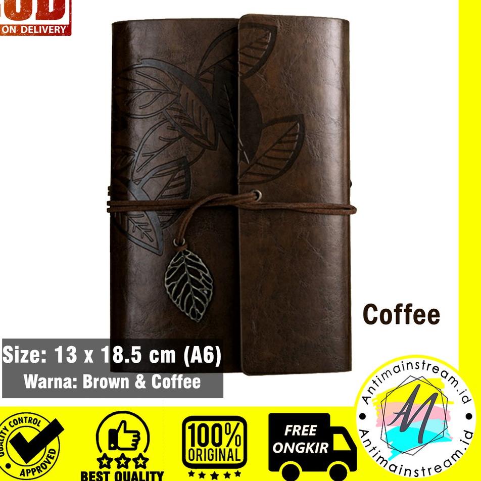 

[PROMO ZT939] (Bisa Custom Nama/ Logo) Buku Catatan Binder Kulit Retro Leaf Kertas A7 - Buku Agenda Jurnal Kulit A7 Dijual Murah