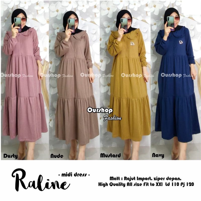 PAKAIAN DRESS WANITA RALINE MIDI DRESS BY OURSHOP
