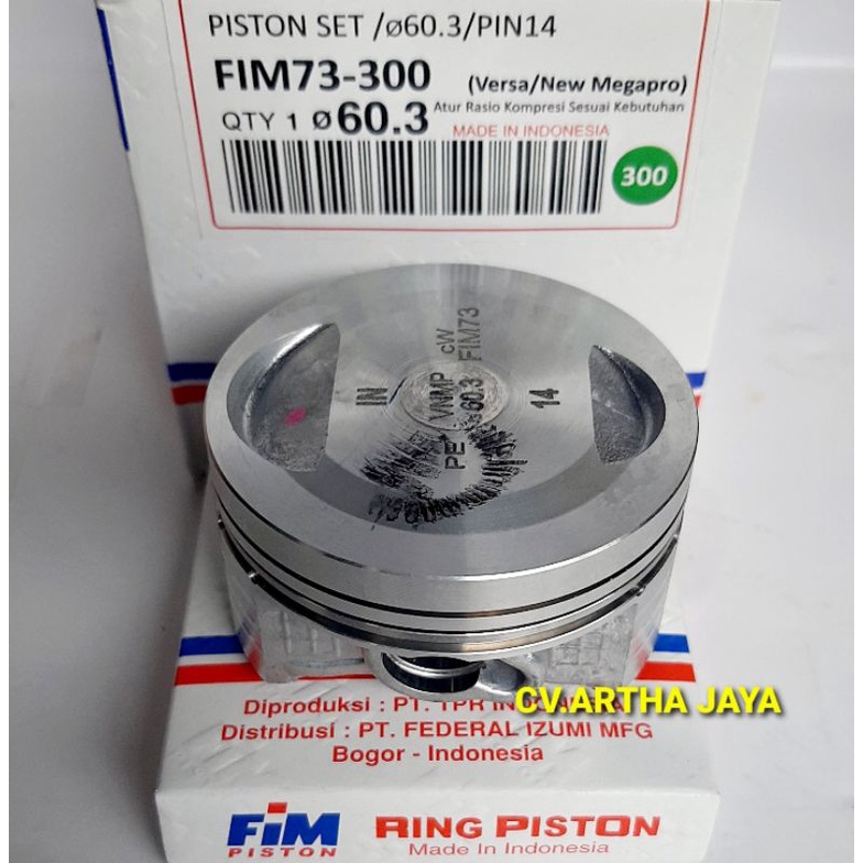 PISTON KIT FIM FIM73 HONDA CRF 150 / VERZA 150 / NEW MEGA PRO 150 / MEGA PRO MONOSHOCK 150 ( 57,3 / 57,8 / 58,3 / 58,8 / 59,3 / 59,8 / 60,3 ) ( STD / 050 / 100 / 150 / 200 / 250 / 300 ) ( PEN 14 / PIN 14 )-1