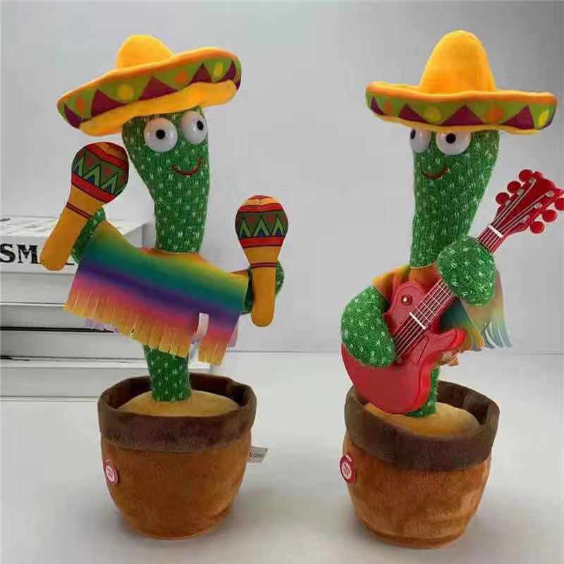 HZ Mainan Boneka Kaktus LED Menari Music Dan Rekam Suara/Dancing Cactus Toy Dancing Cactus