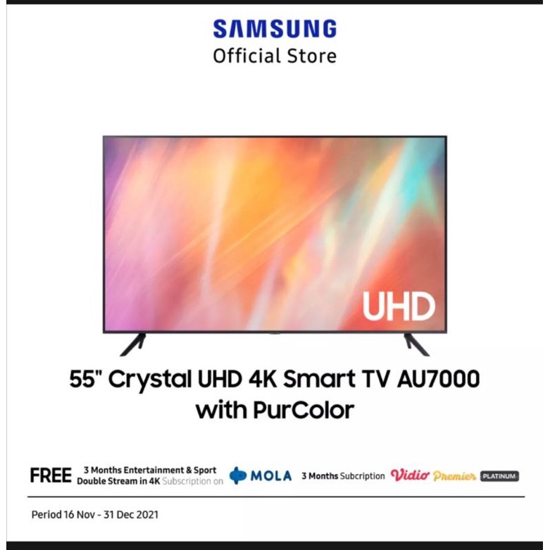 Samsung 55 Inch 55AU7000 Smart TV LED Crystal 4K UDH TV UA55AU7000KXXD