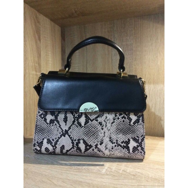 Evb* Bag Tas Preloved Ori Shoulder Tenteng Black Pink Hitam Motif Everbest Evb