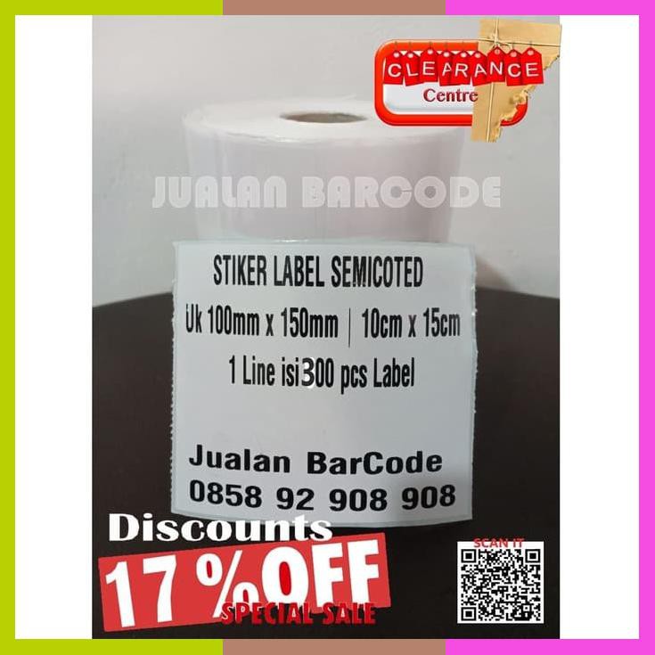 

Label Bare 100 X 150 Mm Kertas Sticker Semicoated 100X150 Mm 300Pcs