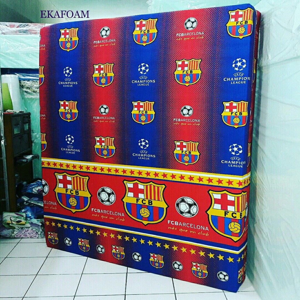 sarung kasur busa resleting sprei resletingan motif bola untuk anak cowok disperse/polymicro kain