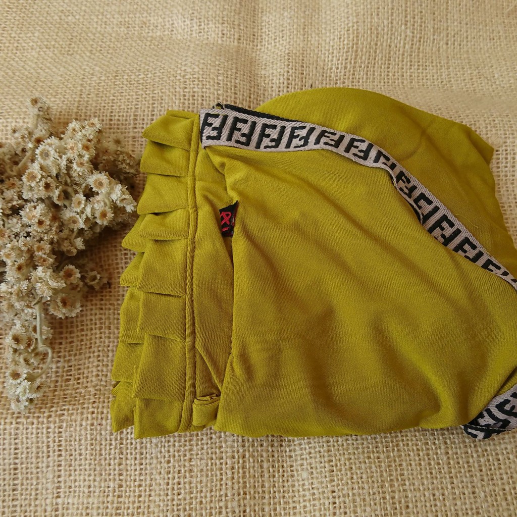 Hijab Instan Gerigi Tali FF/Bergo Tali Pet Gerigi Sporty FF-Lime