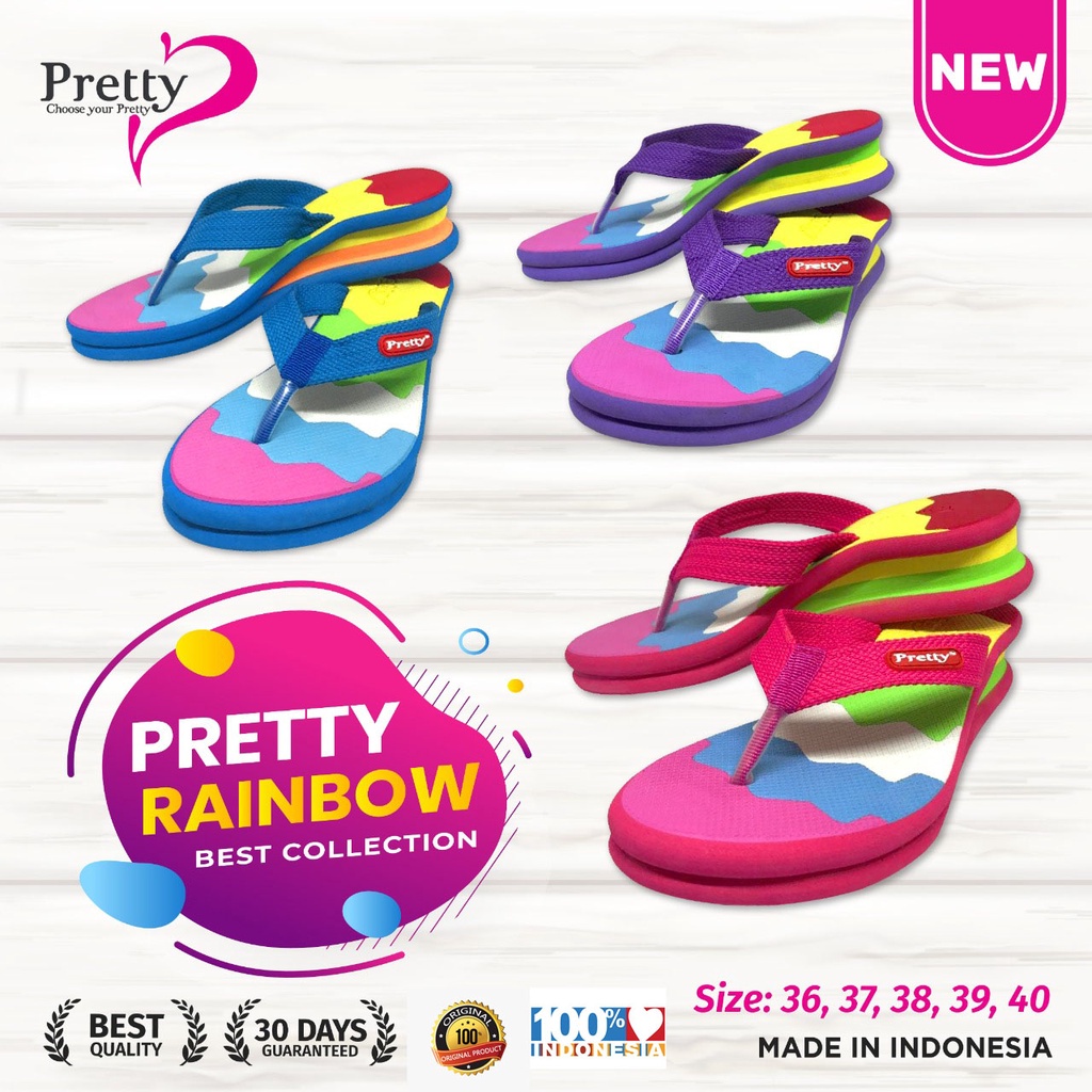 SANDAL WEGDES PRETTY RAINBOW SANCU GARANSI 60 HARI ORIGINAL AWET MURAH BERKUALITAS REMAJA DEWASA WAR