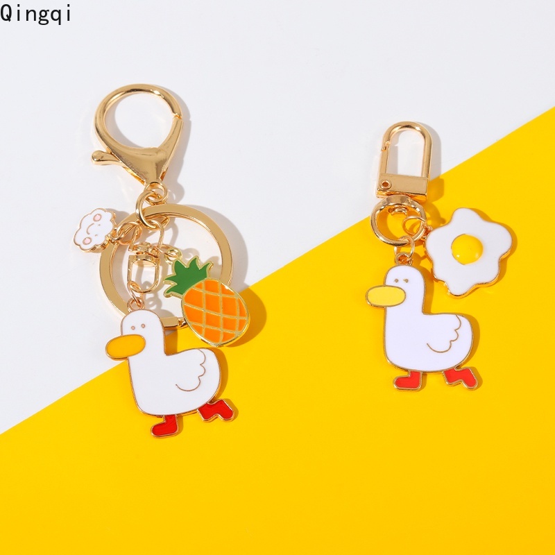 Gantungan Kunci Bentuk Bebek Warna Kuning Bahan Metal Untuk Anak Unisex