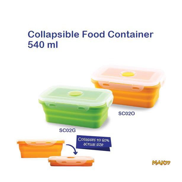 ♥BabyYank♥ BABY SAFE SC02 COLLAPSIBLE SILICONE FOOD CONTAINER 540ML TEMPAT MAKAN SILIKON LIPAT