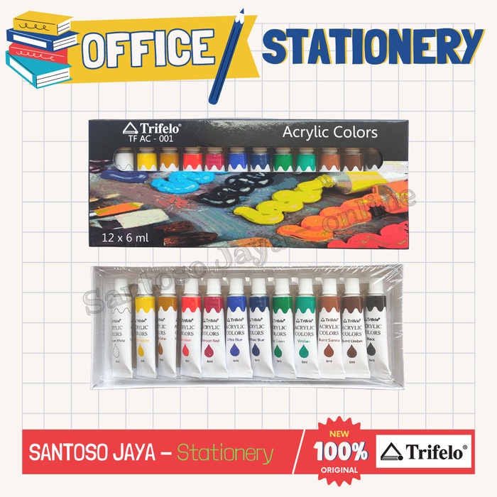 

Cat Akrilik TRIFELO 12 Warna- Acrylic Colour TRIFELO 12x6ml - TFAC-001
