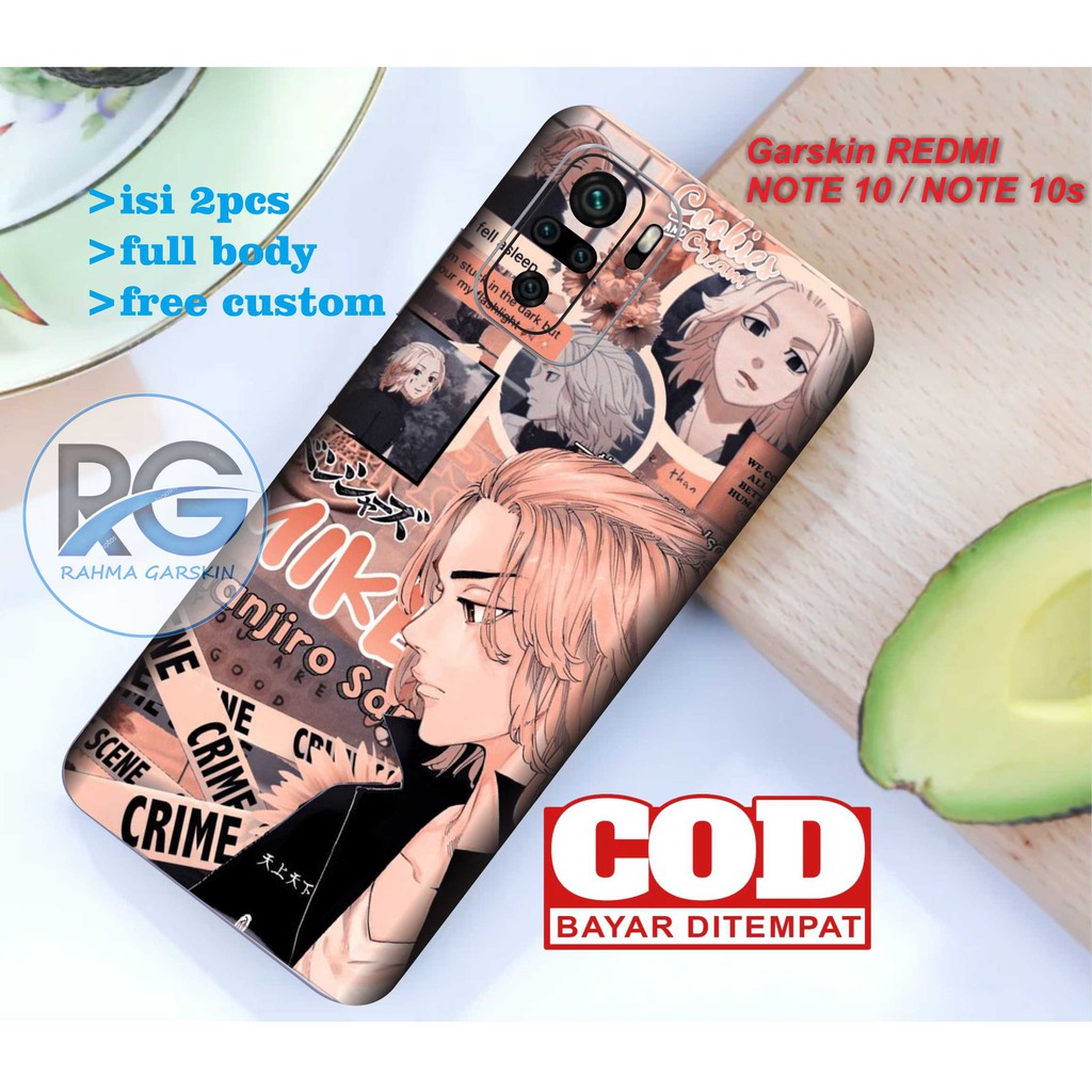 garskin redmi note 10/10s motif top anime isi 2pcs full body - free custom