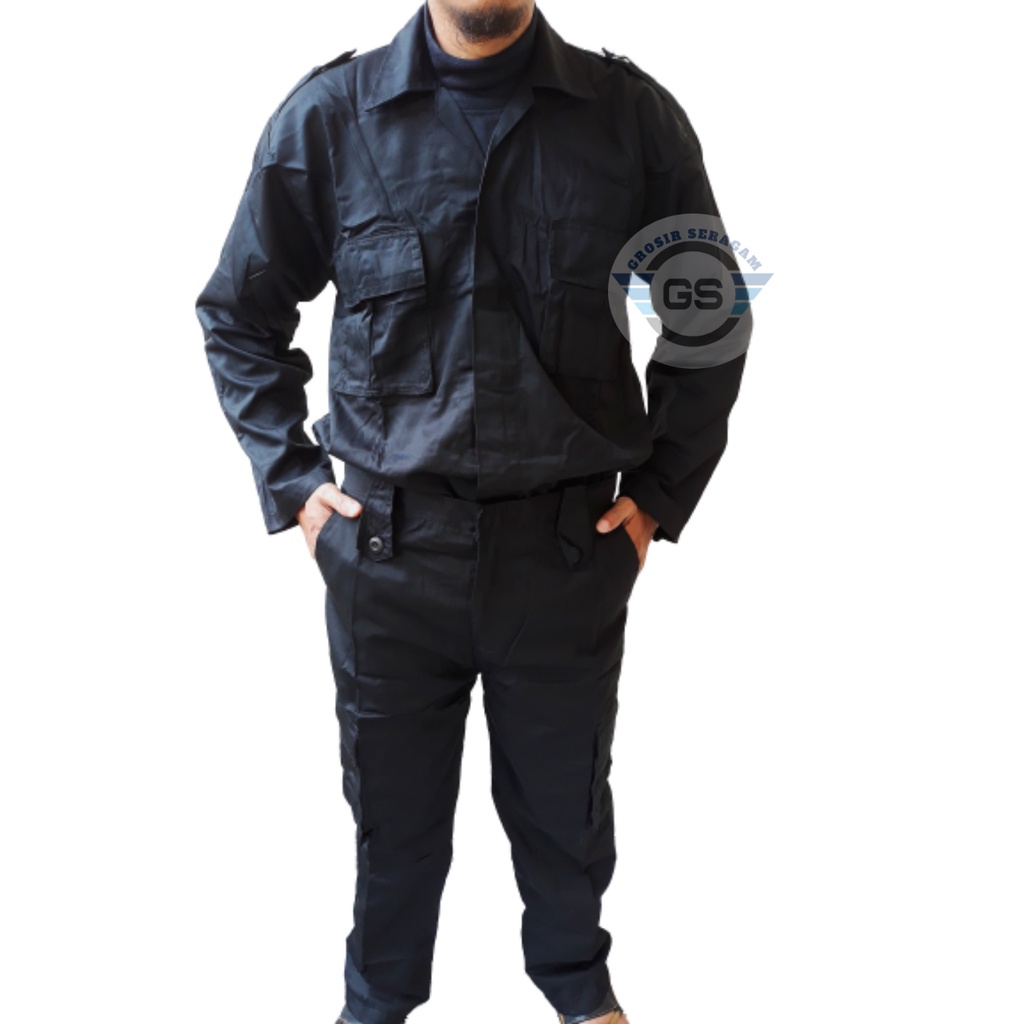 BAJU SERAGAM SETELAN PDL Hitam SATPAM Brimob