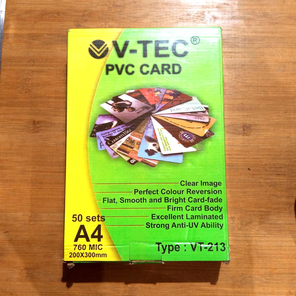 

Kertas PVC V'Tec Bahan ID Card 50 set