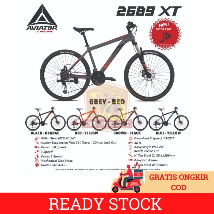 Sepeda Gunung MTB 26 Aviator 2689 XT Steel Disc