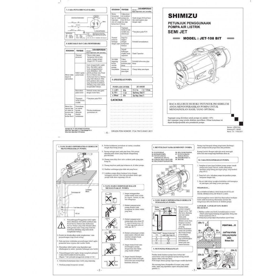 Shimizu JET 108 bit Pompa Semi Jet - Murah