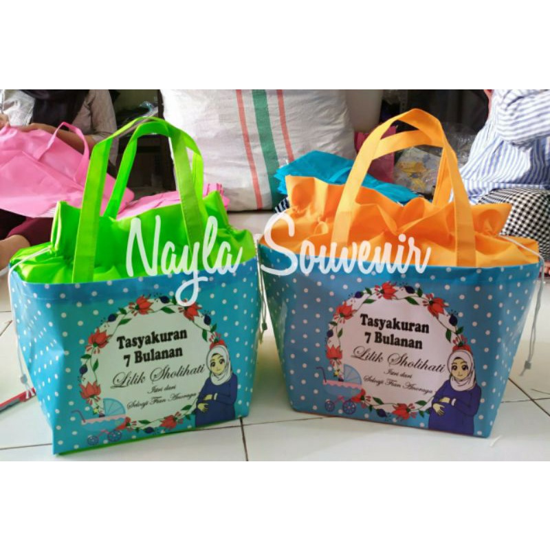 

Tas souvenir 4 bulanan/Tas souvenir 7 bulanan/tas kotak nasi 20x20 cm