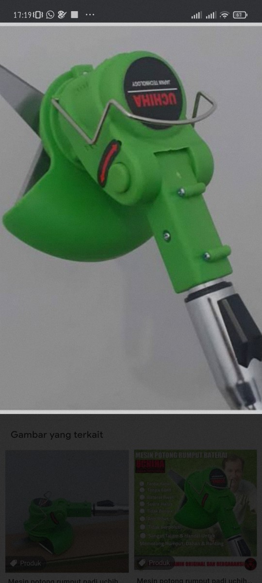 Mesin Potong Rumput Padi Uchiha Uciha Brush Cutter Cordless Baterai Tanpa Kabel