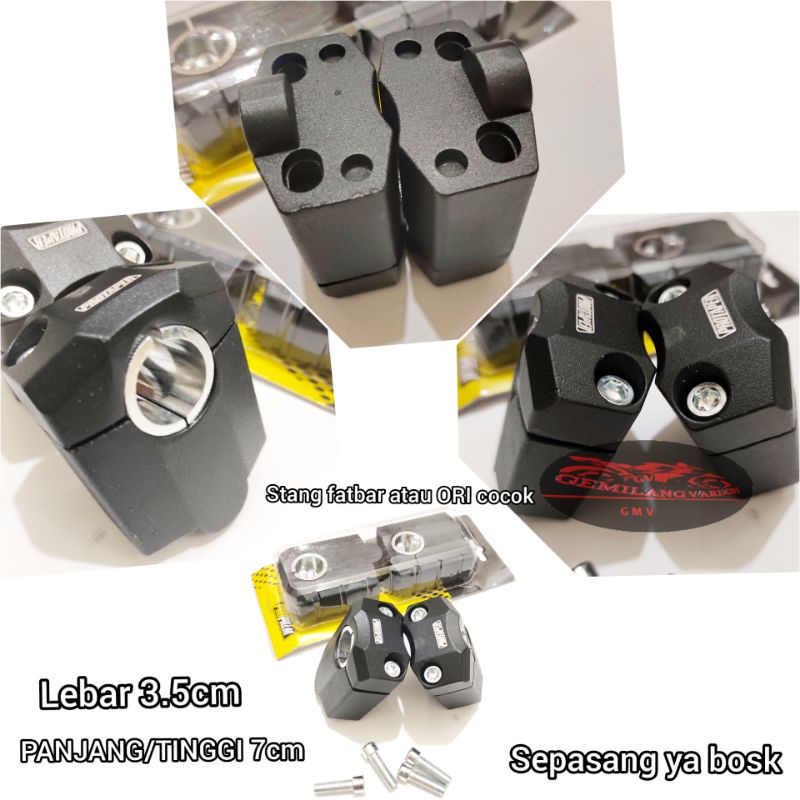 (Protaper) Raiser Riser peninggi stang stir motor Panjang 6 cm SEPASANG trail,KLX,Crf, Vixion, RX ki