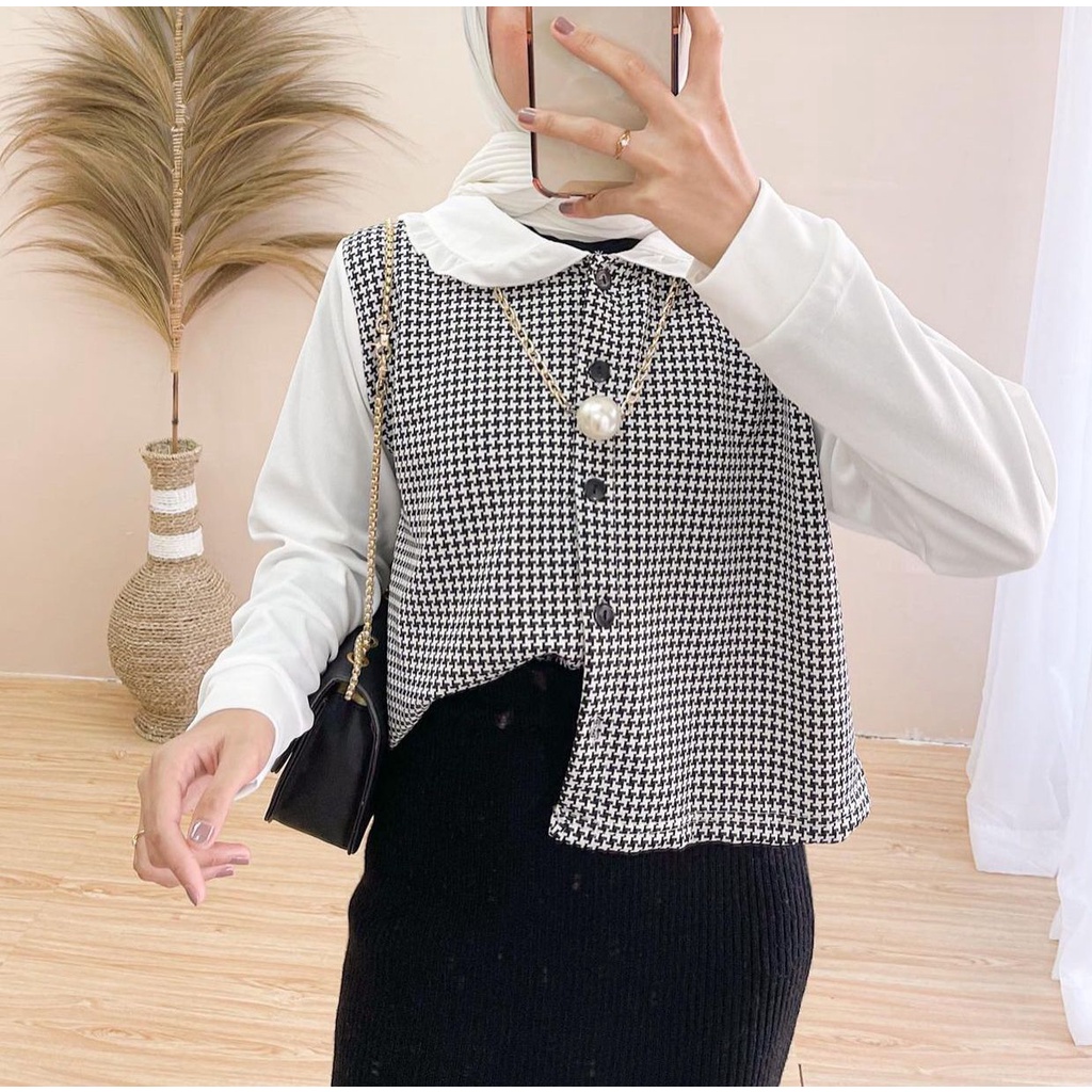 1KG MUAT 5PCS | CICA BLOUSE TARTAN KOMBINASI RUFFLE TOP HITS OOTD SELEBGRAM FASHION GROSIR MURAH