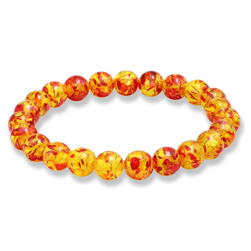 Gelang Manik-Manik Batu Alam Amber Bulat Elastis Untuk Pria Dan Wanita