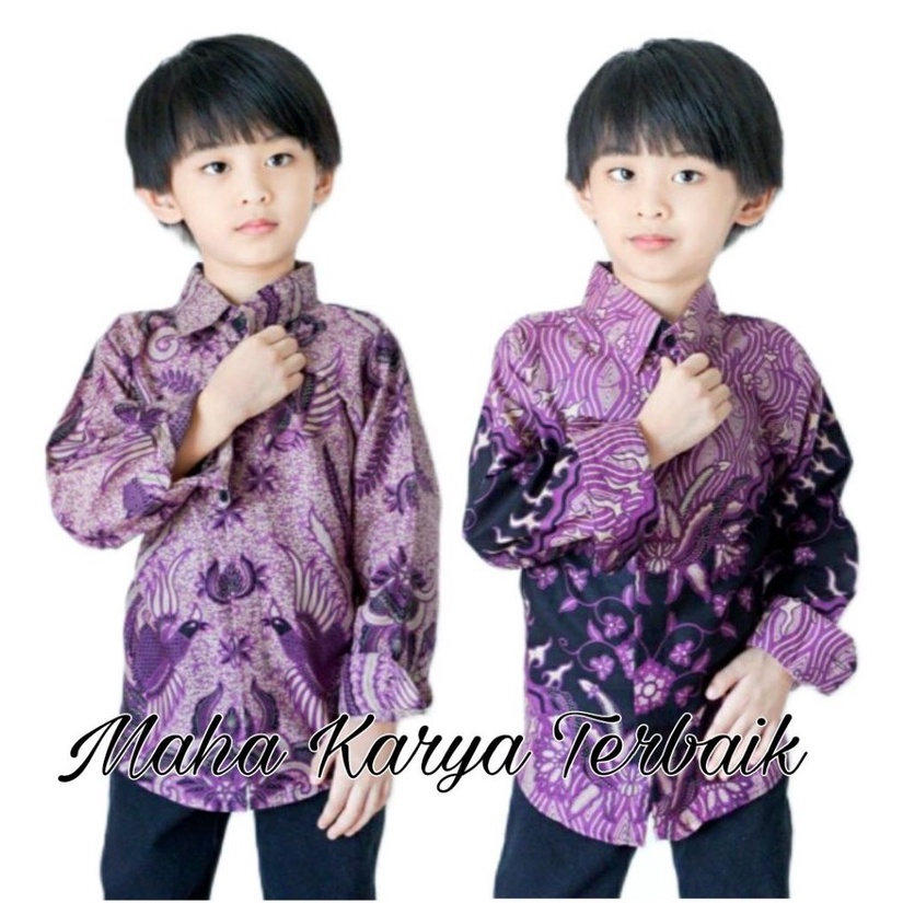 KEMEJA BATIK ANAK COWOK BAJU BATIK ANAK LENGAN PANJANG UMUR 2-13 TAHUN