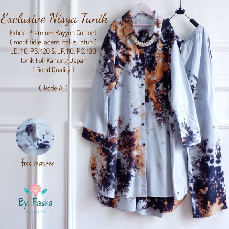 One set tunik motif tie dye hits kekinian keren banget (Nisya)