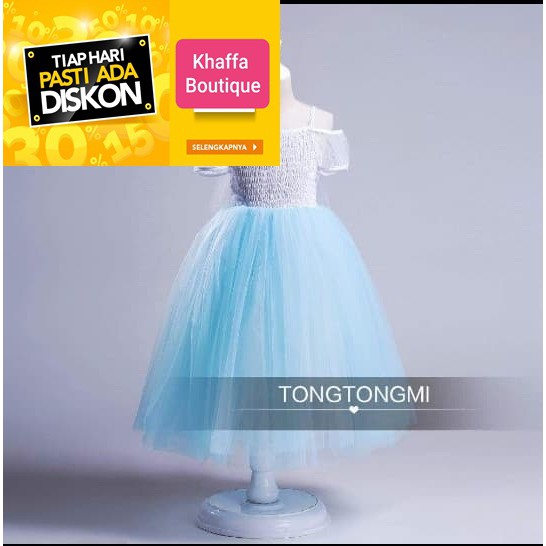 DRESS ANAK ELSA DRESS FROZEN ANAK WARNA BLUE BAJU ANAK IMPORT TONGMI CY