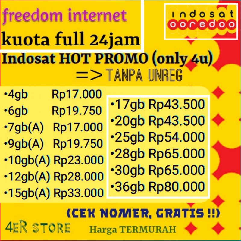 PAKET DATA FREEDOM INTERNET INDOSAT // INDOSAT DATA HOT PROMO ONLY 4U TERMURAH TERLENGKAP