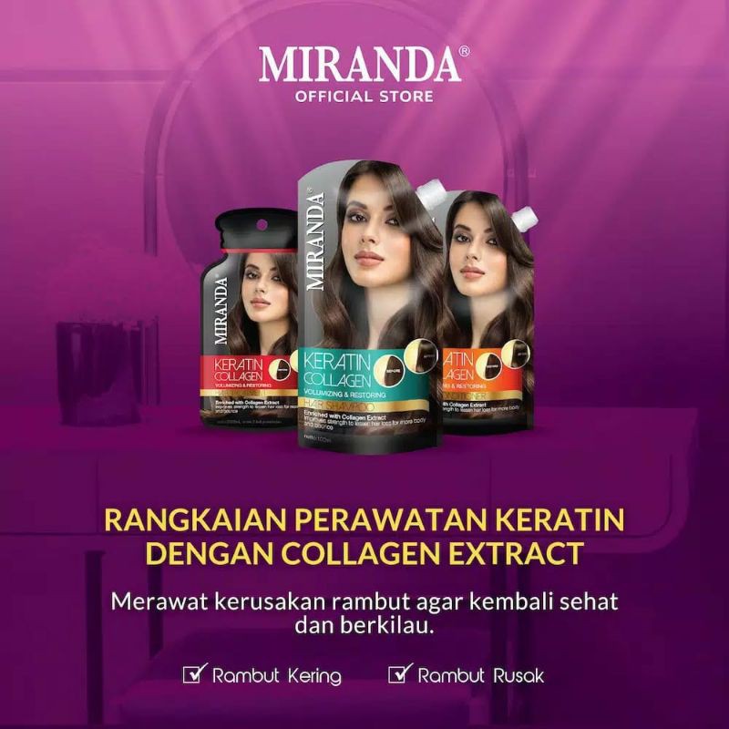 MIRANDA Keratin Collagen Hair Treatment 2 x 25 ML | Hair Mask | Masker Rambut Rusak