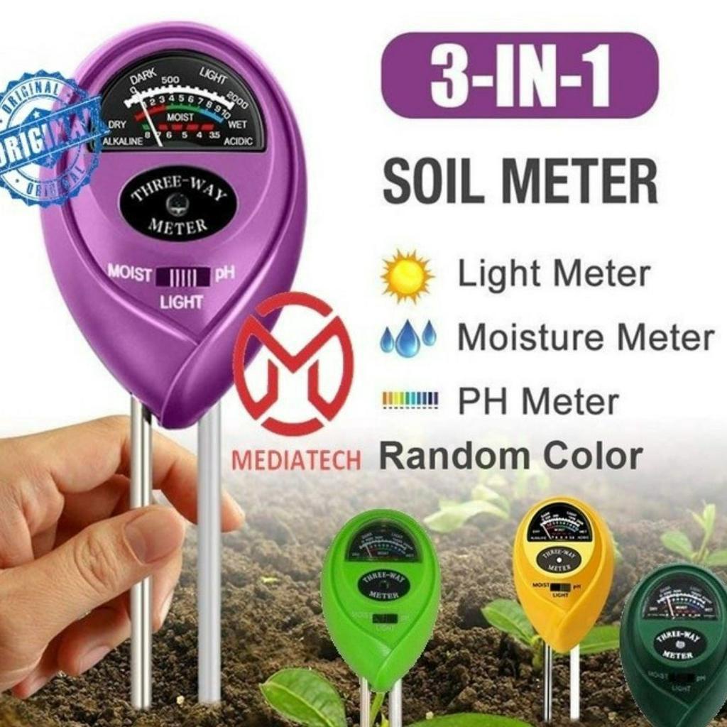 Mediatech Soil meter  3 in 1 Soil Moisture Tester (pH, Moisture, Light) - pH Meter Tanah -  B19002