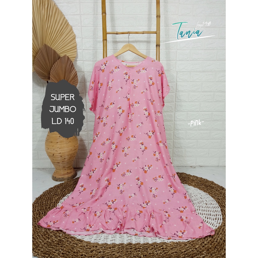 LD 140cm (40 Motif) Daster SUPER JUMBO dan Daster Kaftan LD 150cm Ruffle (Part 1) Daster Rempel JUMBO Daster Viral-Tania Pink