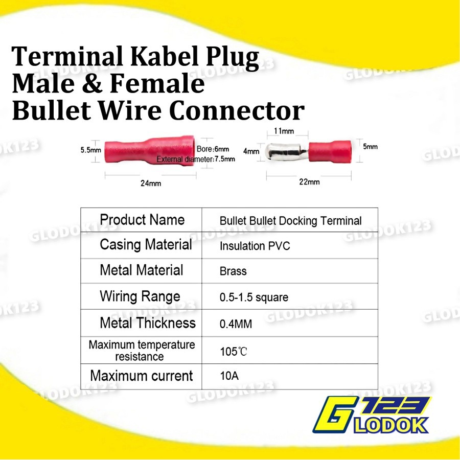 Bullet Wire Connector Terminal Plug Cucuk Kabel Quick Cable Crimp