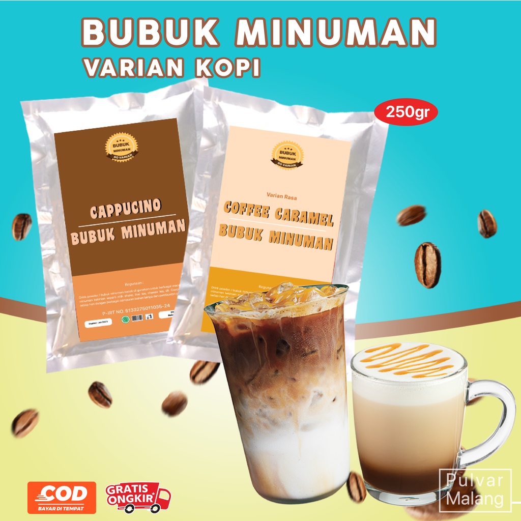 BUBUK MINUMAN RASA / BUBUK MINUMAN ANEKA RASA KOPI 250GR / BUBUK MINUMAN KEKINIAN / BUBUK MINUMAN INSTAN / BUBUK MINUMAN VARIAN KOPI / DRINK POWDER 250G